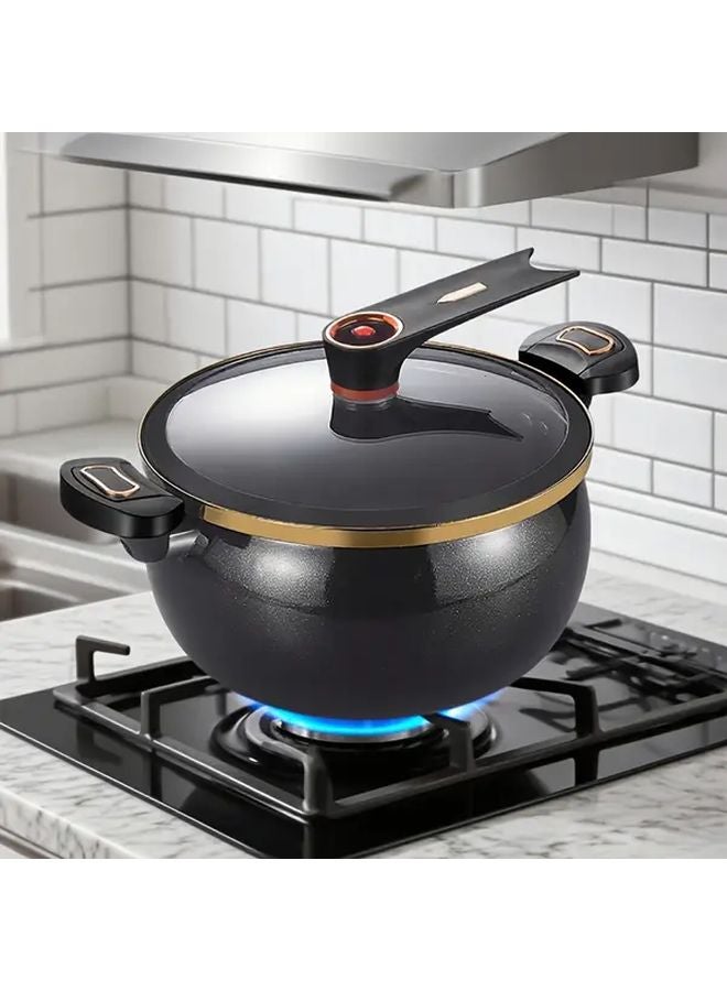 Black Wrought Iron Induction Soup Pan 26cm Large Capacity Frying Pot - Image 3